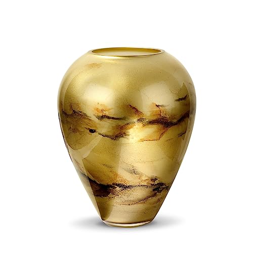 Terroso – Vase – Mundgeblasenes goldenes Glas – Luxuriöses Erscheinungsbild, Stilvoll & Elegant - 33 cm hoch - Marmoroptik – Blumenvase von Terroso