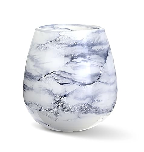 Terroso – Vase – Mundgeblasenes arktisches Glas – Luxuriöses Erscheinungsbild, Stilvoll & Elegant - 21 cm hoch - Marmoroptik – Blumenvase von Terroso