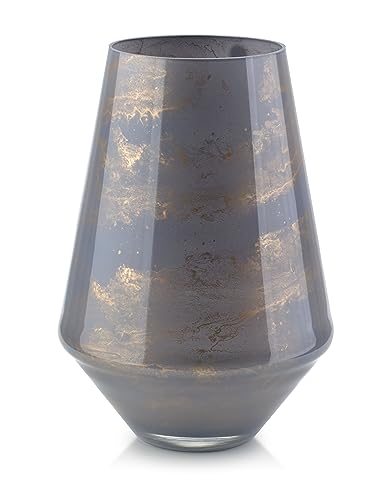 Terroso – Vase – Mundgeblasenes graues Glas – Luxuriöses Erscheinungsbild, Stilvoll & Elegant - 26 cm hoch - Marmoroptik – Blumenvase von Terroso