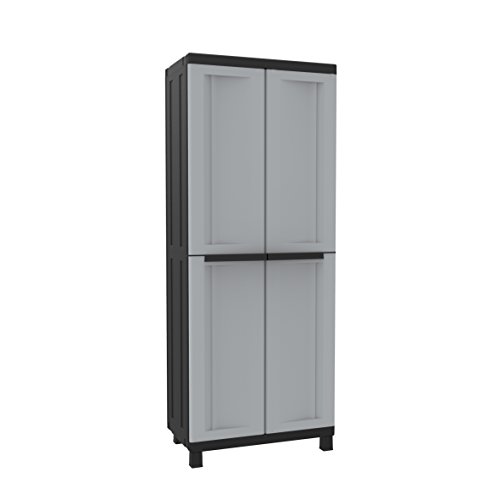 Terry, Twist Black 2680, Schrank mit zwei Türen und 3 Einlegeböden, für innen und außen/Schwarz - 68x39x170 cm von Terry