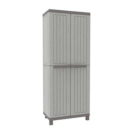 Terry, C-Wood 3680, Besenschrank mit zwei Türen in Holz-Optik, vertikaler Trennwand und 3 Einlegeböden, für innen und außen - 68x39x170 cm von Terry