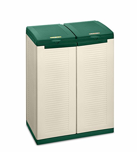 Terry, Ecocab 2, Schrank zum Mülltrennen, für den Innen- und Außenbereich, 2 separate Fächer. Farbe: Beige/Grün - 68x39x88,7 cm von Terry