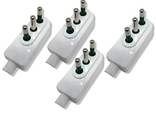 4 Stück elektrischer Stecker, Stecker 2P+T 250 V, italienischer Flachstecker (platzsparend 16 A, weiß) von Terryshop74