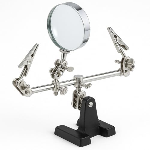 Dritte Hand Halterung für Modellbau Präzisionsschweißen, mit Pinzette und Lupe 60 mm Krokodilklemme von Terryshop74