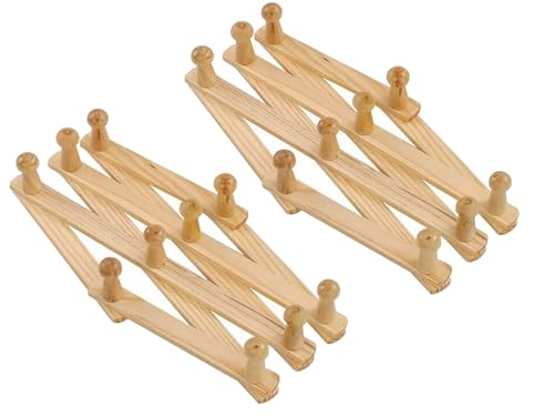 Terryshop74 2 Stück Kleiderhaken Kleiderhaken 10 Positionen Akkordeon 32 cm 2 Stück Holz modulierbar und verstellbar von Terryshop74