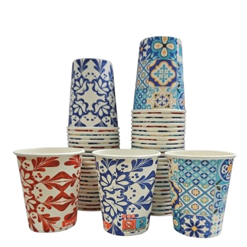 Terryshop74 Set mit 100 Bechern XXXL 250 ml aus Papier für heiße und kalte Getränke, Cappuccino, Teegetränke (Maiolica) von Terryshop74