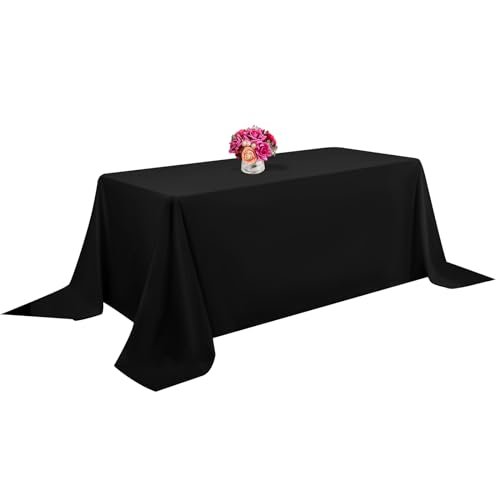 1 Packung Schwarze Polyester-Tischdecke für 8 Fuß große rechteckige Tische, 90 x 156 Zoll Polyester-Stoff-Tischdecke, knitterfrei, waschbar, Tischdecke, für Hochzeit, Geburtstag, Party Dekoration 1 Packung Schwarze Polyester-Tischdecke für 8 Fuß große rechteckige Tische, 90 x 156 Zoll Polyester-Stoff-Tischdecke, knitterfrei, waschbar, Tischdecke, für Hochzeit, Geburtstag, Party Dekoration von Teruntrue
