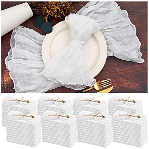 84 Packungen Gaze-Seihtuch-Servietten, 50,8 x 50,8 cm, weiß, faltige Dinner-Servietten, rustikale Boho-Servietten, weiche Baumwolltuchservietten für Hochzeit, Party, Event, Abendessen, Tischdekoration von Teruntrue