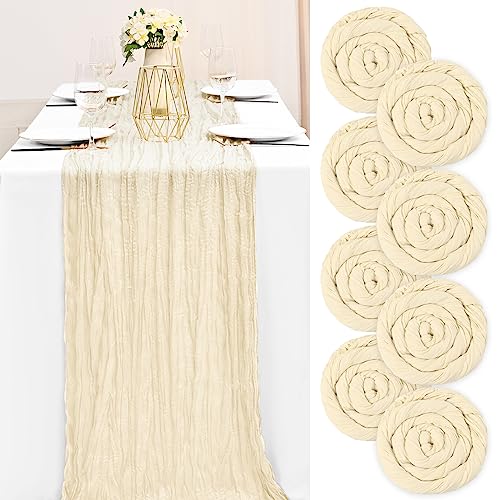 Teruntrue 8 Stück Käsetuch Tisch Läufer Beige Tisch Läufer, Rustikale Gaze Tisch Läufer Tischdekoration für Küche Hochzeit Urlaub Party(Beige, 300cm) von Teruntrue