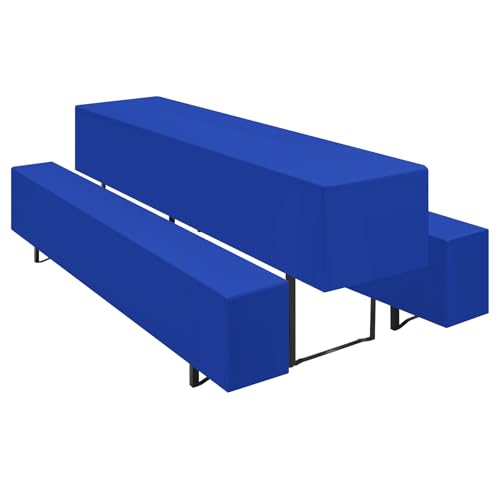 Teruntrue 3er-Sets Biertischhussen Bierbank-Auflage,Blau Biertisch und Bankgarnitur Husse für 50x220cm Tischbreite für Festzeltgarnituren Bierbank Hussen(Blau) von Teruntrue