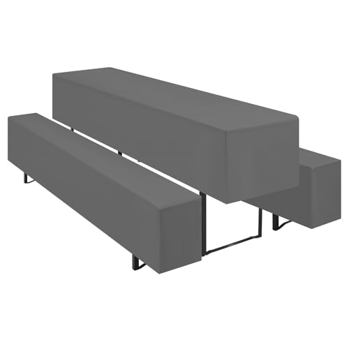 Teruntrue 3er-Sets Biertischhussen Bierbank-Auflage,Dunkelgrau Biertisch und Bankgarnitur Husse für 50x220cm Tischbreite für Festzeltgarnituren Bierbank Hussen(Dunkelgrau) von Teruntrue
