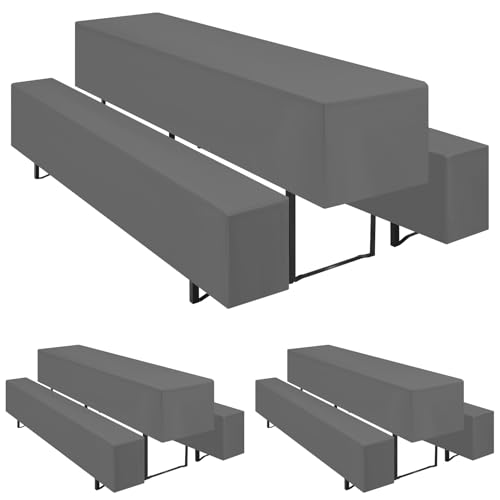Teruntrue 3er-Sets Biertischhussen Bierbank-Auflage,Dunkelgrau Biertisch und Bankgarnitur Husse für 50x220cm Tischbreite für Festzeltgarnituren Bierbank Hussen(Dunkelgrau, 3 Packungen) von Teruntrue