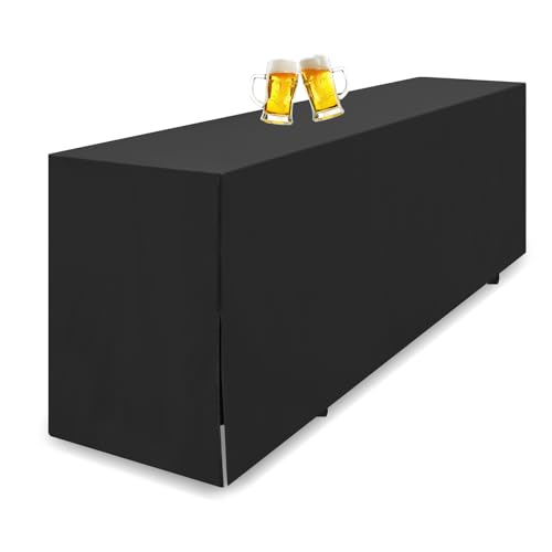 Teruntrue Biertischhusse Schwarze Biertischhusse für Bierzeltgarnitur, 220 x 50 cm, blickdichte Polyester-Biertischhusse, waschbare Tischhusse für Bankette im Freien (Schwarz) von Teruntrue