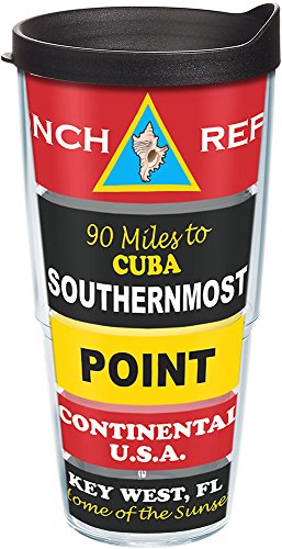 Tervis 1066807 Florida - Southernmost Point Boje Isolierbecher mit Umhüllung und schwarzem Deckel, Tritan, transparent von Tervis