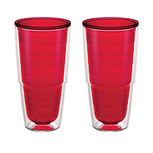 Tervis 1285534 Clear & Colorful Insulated Tumbler 2 Pack - Boxed 24 oz Tritan Red von Tervis