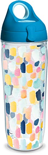 Tervis 1334814 Yao Cheng - Merriment Geo Insulated Tumbler with Wrap and Turquoise Lid, 24oz Water Bottle, Clear von Tervis