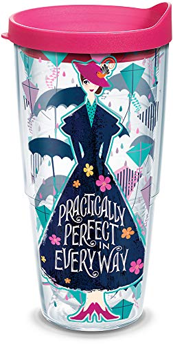 Tervis Disney – Mary Poppins Returns Thermobecher mit Wickeltuch und Fuchsia-Deckel, 680 ml, transparent von Tervis