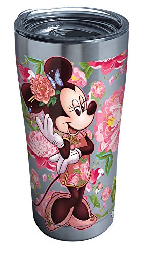 Tervis Disney Minnie Mouse Edelstahl Thermobecher mit durchsichtigem und schwarzem Hammerdeckel, 590 ml, silberfarben von Tervis