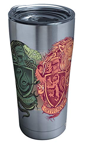 Tervis Harry Potter Thermobecher mit illustrierten Wappen, dreifach wandig, isoliert, hält Getränke kalt und heiß, 590 ml, Legacy, Edelstahl von Tervis