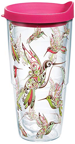 Tervis Hummingbirds Trinkbecher mit Kolibri-Motiv, 24 z Fassungsvermögen, Fuchsia, Titan, durchsichtig von Tervis