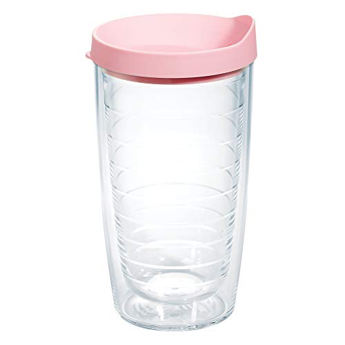 Tervis Transparenter & farbenfroher isolierter Becher, Kunststoff, pinker Deckel von Tervis
