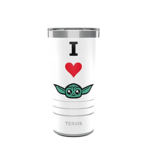 Tervis Traveler Star Wars Mandalorian I Heart Grogu dreifach wandiger, isolierter Becher hält Getränke kalt und heiß, 590 ml, Edelstahl von Tervis