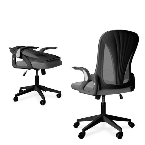 Tervo Model S | Klappbarer Bürostuhl für kleine Räume | Gaming-Stuhl für Erwachsene und Kinder | Netz-Rückenlehne | für Schlafzimmer & Home Office | (Grau & Schwarz) von Tervo