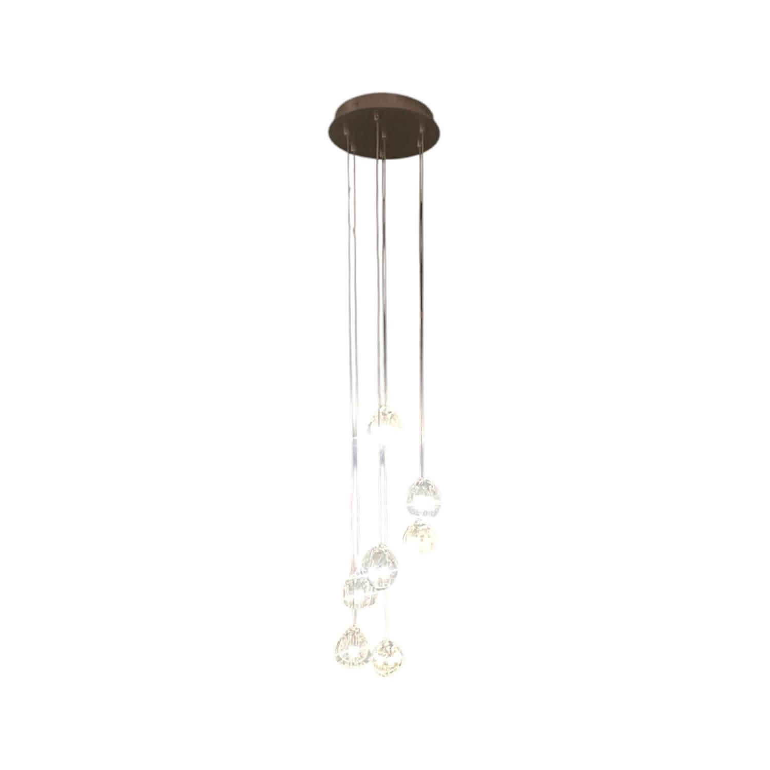 Hängeleuchte Mizu Krone 7LNikel Glas Clear Silver Dust Silber von Terzani