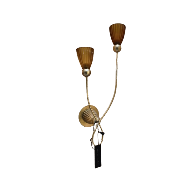 Zwei-flammige Rosentulpen-Wandleuchte aus Muranoglas und Metall von Jean‑François Crochet, Terzani Zwei-flammige Rosentulpen-Wandleuchte aus Muranoglas und Metall von Jean‑François Crochet, Terzani von Terzani