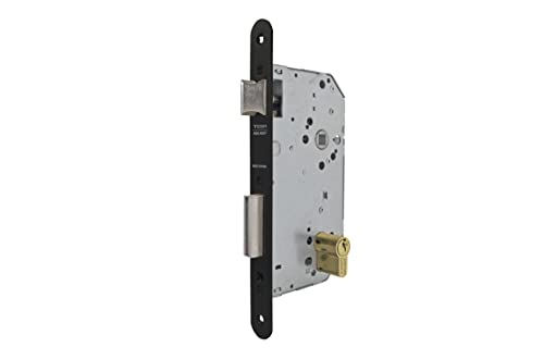 Tesa Assa Abloy 20304RNE Einsteckschloss für Holztüren mit schwarzem Zylinder, Eingang 40 mm/Vorderseite rund 2030 von Tesa Assa Abloy