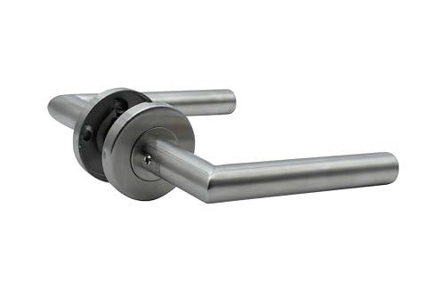 Tesa Assa Abloy MC5R800MIS Türgriff-Set für institutionelle Türen, Edelstahl AISI 304, Rosette, 50 mm, Serie Cube von Tesa Assa Abloy