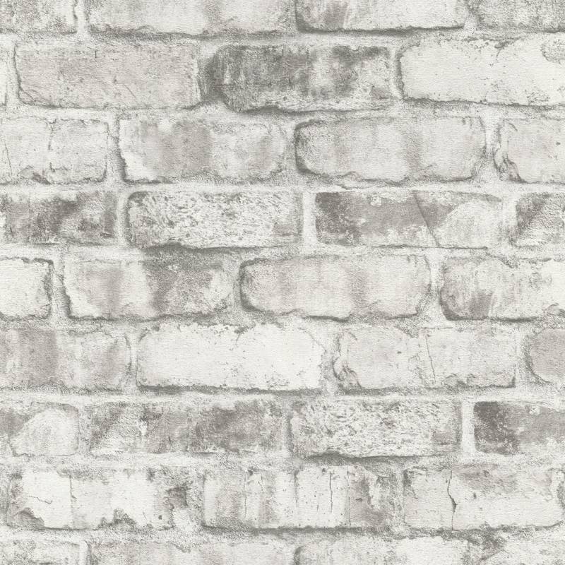 Tesa x Rasch selbstklebende Tapete Clayton Backstein grau 6 x 0,53 m von Tesa Rasch