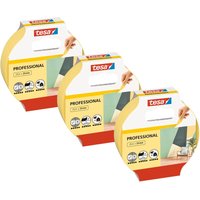 3 x tesa Profi-Malerband INNEN im 3er Pack - Dünnes Abdeckband für extrem präzises Abkleben bei Malerarbeiten, lösungsmittelfrei - 3 Rollen je 25 m von Tesa