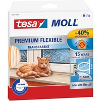 Tesa - moll Premium Flexible - Selbstklebende Silikondichtung zum Isolieren von Spalten an Fenstern und Türen - Transparent - 6 m x 9 mm x 7 mm von Tesa