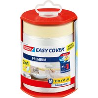 Easy Cover Premium Abdeckfolie für Malerarbeiten - 2 in1 Malerfolie zum Abdecken und Kreppband zum Abkleben - Nachfüllbar, mit Abroller - 33 m x 50 von Tesa
