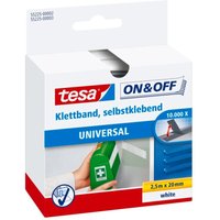 Tesa - On & Off Klettband zum Aufkleben - Selbstklebendes Klettklebeband zur Befestigung leichter Gegenstände - Weiß, 2 cm x 250 cm von Tesa