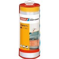 Easy Cover Perfect+ Dispenser xl - 2in1 Malerfolie mit Washi-Kreppband und Abroller - für saubere, präzise Schnitte - mit Klingenabdeckung - 33m x von Tesa