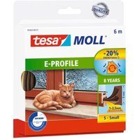 Tesa - moll E-Profil Gummidichtung - Selbstklebende Dichtung zum Isolieren von Spalten an Fenstern und Türen - Braun - 6 m x 9 mm x 4 mm von Tesa