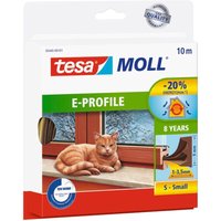 Tesa - moll E-Profil Gummidichtung - Selbstklebende Dichtung zum Isolieren von Spalten an Fenstern und Türen - Braun - 10 m x 9 mm x 4 mm von Tesa