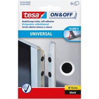 Tesa - On & Off selbstklebende Klettpunkte, schwarz, Ø16 mm, 8 Stück von Tesa