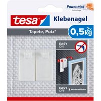 Klebenagel für Tapeten und Putz 0,5kg - Selbstklebende Nägel für empfindliche Oberflächen - rückstandslos - Bis zu 0,5 kg Halteleistung pro Nagel - 2 Klebenagel für Tapeten und Putz 0,5kg - Selbstklebende Nägel für empfindliche Oberflächen - rückstandslos - Bis zu 0,5 kg Halteleistung pro Nagel - 2 von Tesa