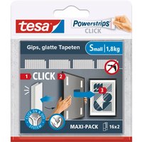 Tesa - Powerstrips click - Klett-Klebepads zum An- und Abklicken von Bilderrahmen und Wanddekorationen ohne Bohren - selbstklebende Klettband-Strips Tesa - Powerstrips click - Klett-Klebepads zum An- und Abklicken von Bilderrahmen und Wanddekorationen ohne Bohren - selbstklebende Klettband-Strips von Tesa