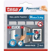 Powerstrips click - Klett-Klebepads zum An- und Abklicken von Bilderrahmen und Wanddekorationen ohne Bohren - selbstklebende Klettband-Strips mit on von Tesa
