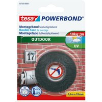 Powerbond Outdoor - Doppelseitiges Montageband für den Außenbereich - Wasserfestes, starkes, UV-beständiges Klebeband - 1,5 m x 19 mm - schwarz - Tesa von Tesa