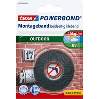 Powerbond Outdoor - Doppelseitiges Montageband für den Außenbereich - Wasserfestes, starkes, UV-beständiges Klebeband - 1,5 m x 19 mm - schwarz - Tesa von Tesa