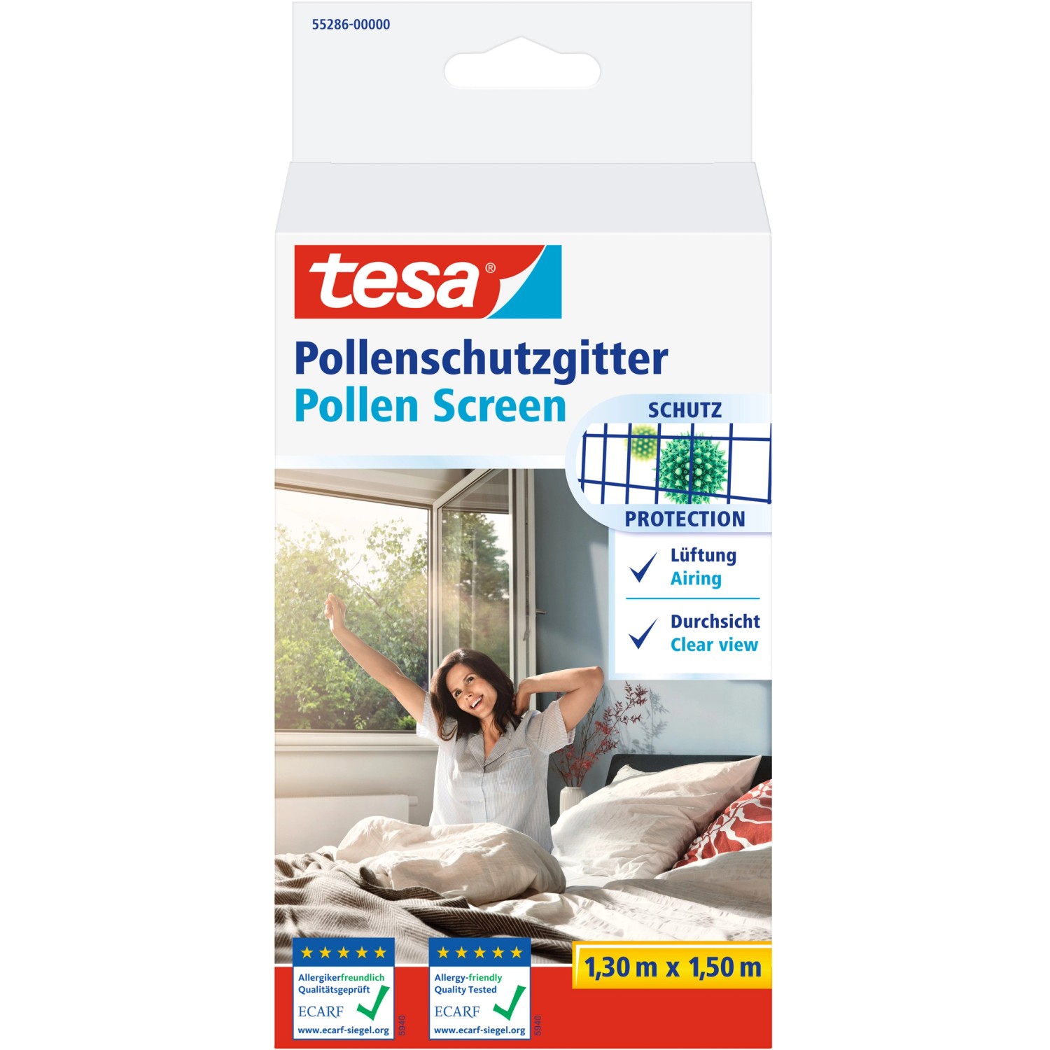 Tesa® Pollenschutzgitter 1,3 m x 1,5 m Anthrazit von Tesa