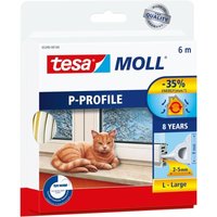 Tesa - 05390-00110 Klebegummidichtung Türen und Fenster Profil p weiß 6 m 2–5 mm von Tesa
