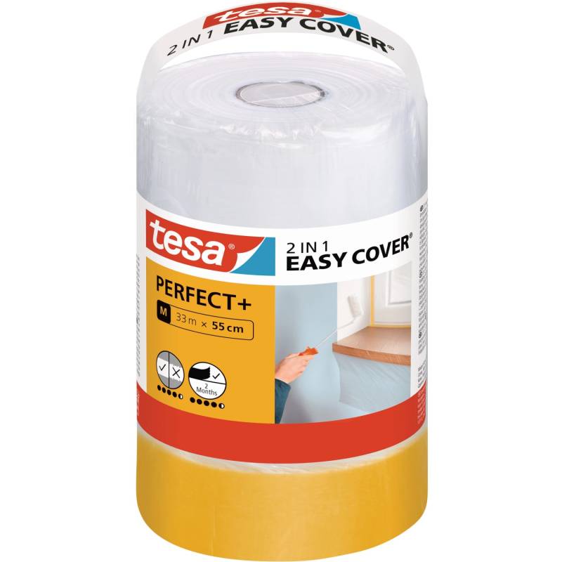 Tesa Abdeckfolie inkl. Klebeband Easy Cover Perfect+ M Nachfüllung von Tesa