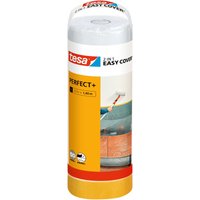 Easy Cover Perfect+ Refill m - 2in1 Malerfolie mit Malerband aus Washi-Papier - zum Abkleben und Abdecken bei Malerarbeiten - 33 m x 140 cm - orange von Tesa