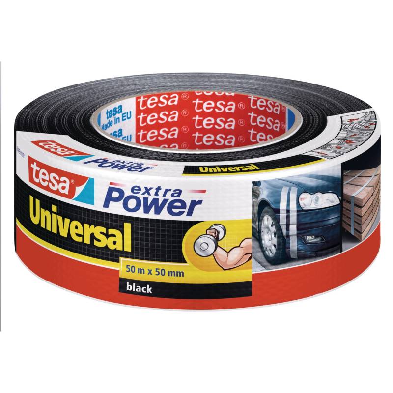Tesa Extra Power Universal Klebeband 50 m x 50 mm Schwarz von Tesa